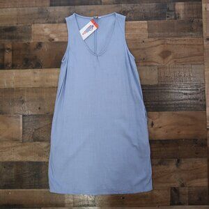 NWT Orvis Womans Medium Sleeveless Linen Blend Knee Length Dress Denim Blue